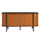 Modway Coralie 63" Curved Vegan Leather Oval Sideboard - Walnut Tan-Assembly Required