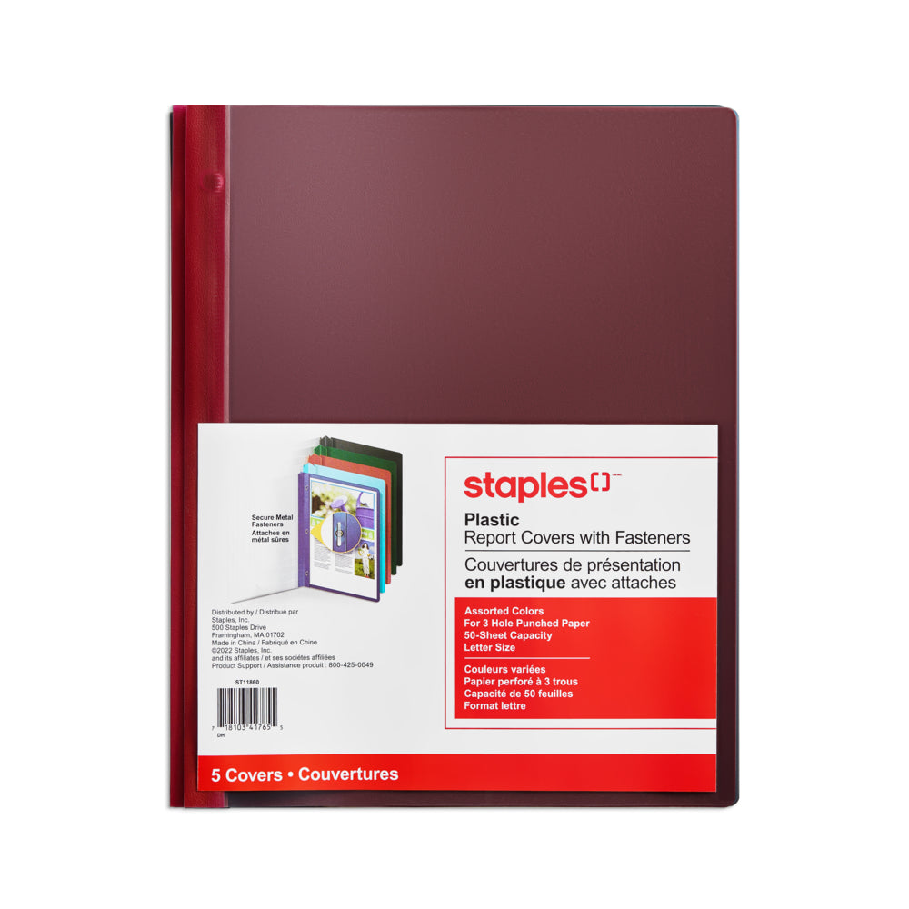 Staples Poly Report Covers - 5-Colour - 5 Pack | staples.ca
