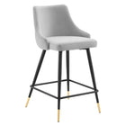 Modway Adorn Performance Velvet Counter Stool - Light Gray-Vintage Modern Counter Stool