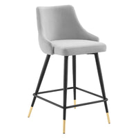 Modway Adorn Performance Velvet Counter Stool - Light Gray-Vintage Modern Counter Stool