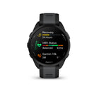 Garmin Forerunner 165 - Black/Slate Grey-As soon as you wake up, get your morning report with an overview of your sleep, recovery and training outlook alongside weather and HRV status