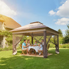 Outsunny 12 ft W x 12 ft L Pop-up Tent Gazebo Instant Canopy - Khaki-3 Level adjustable legs to adjust the height easily