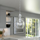 Hudson&Canal Verona 7" Wide Pendant with Glass Shade - Brushed Nickel/Clear-Handcrafted brushed nickel finish is applied to the globe metal base