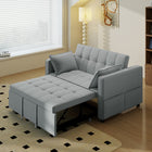 HOMCOM Pull Out Sleeper Sofa Bed with USB Charging and Adjustable Backrest - Light Grey-Four side storage pockets organize remotes and magazines efficiently