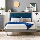 Modway Willow Wood Queen Platform Bed with Angular Frame - Grey Azure-Rubberwood Legs