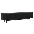 Hudson&Canal Whitman TV Stand for TV's up to 85" - Black Grain-Features four doors with open-concept storage cabinets