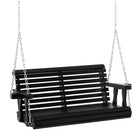 Outsunny 2-Seater Porch Swing with Cup Holder & Chains for Garden Yard - Black-Perfect for patio, garden, backyard, and other outdoor living space
