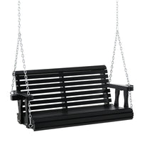 Outsunny 2-Seater Porch Swing with Cup Holder & Chains for Garden Yard - Black-Perfect for patio, garden, backyard, and other outdoor living space
