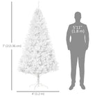 HOMCOM 7' Artificial Christmas Tree with 1230 Branch Tips - White-Quick to set up, just push the pieces together and spread out the branches 
