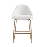 Manhattan Comfort Gracie 22" Modern Leatherette Upholstered Counter Stool - White and Gold-Modern Counter Stool with Backseat Perfect for Bar and Kitchen Use