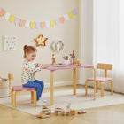 Qaba Kids Table & 2 Chair Set, Toddler Table & Chairs, Children Multi-Activity Furniture Set for Playing - Pink-Designed for kids 3-8, fosters independence and creativity
