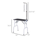 PawHut Foldable Pet Grooming Table for Dogs Cats Non-slip Surface - Black-Includes a clamp-on adjustable grooming arm for various sized dogs