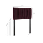 Modway Eloise Stain-Resistant Performance Velvet Twin Headboard - Mulberry-Elegant Ruched Detail