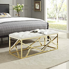 Modway Intersperse Bench - Gold/Ivory-Velvet Polyester Upholstery
