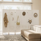 HOMCOM 6 Panel Freestanding Room Divider with Pegboard Display for Home Office - White-Pegboard surface offers convenient organization for small items 
