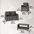 Outsunny 4-Piece Patio Conversation Set with Cushions - Dark Grey-Horn toggle buttons to prevent seat cushions from slipping