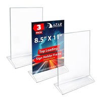 Azar Desktop/Countertop Top Loading Plastic Document Holder - Clear - 3 Pack-Sold in Packs of 3