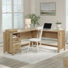 Sauder Rosedale Ranch L-Desk - Timber Oak-File drawer with full extension slides holds letter-size hanging files
