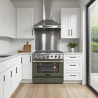 Kucht 36" KDF Series Pro Style Natural Gas Dual Fuel Range - Stainless Steel/Olive Green-Electronic ignition system with auto re-ignition improves safety by minimizing the risk of gas leaks and ensuring consistent flame control