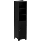 Kleankin Tall Narrow Bathroom Storage Cabinet - Black-3-tier open shelves and a door cabinet for ample storage