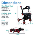 Journey Breeze Rollator Mobility Walker - Red-Loop braking system helps provide responsive stopping and user control
