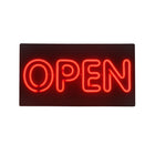 Futech LED Open Sign - 24" W x 10.5" H - Red-Sturdy Black PVC Backboard with Red Neon