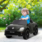 Qaba 12V Volkswagen Beetle Licensed Kids Electric RC Car - Black-Dual 12V motors brings a powerful and smooth ride 