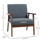 HOMCOM Modern Accent Chair with Cushioned Seat - Wood Legs for Bedroom - Dark Grey-Adjustable feet keep stable on uneven ground
