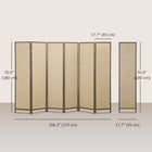 HOMCOM 6 Panel Handwoven Freestanding Room Divider for Bedroom - Brown-Folds flat via two-way hinges, suitable for storing in narrow spaces 
