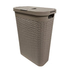 Modern Homes Slim Rattan Style Laundry Hamper - 40L - Taupe-Slim 40L design fits easily in narrow spaces while offering generous storage for weekly laundry.