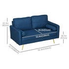 HOMCOM 56" Loveseat Sofa with Cushions and Pillows - Blue-2 back cushions and 2 pillows with removable and washable covers