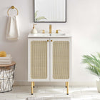 Modway Chaucer 24" Bathroom Vanity Cabinet - White-Metal Cabinet Knobs