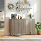 HOMCOM 47.2" L Sideboard Buffet Cabinet with Storage - Light Grey-Particleboard frame and five pine wood legs support up to 198 lb. (90 kg)