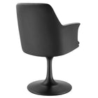 Modway Lippa Swivel Dining Vegan Leather Armchair - Black Black-Assembly Required