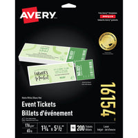 Avery Tickets with Tear-Away Stubs, White, 1-3/4" x 5-1/2", 200 Pack ...