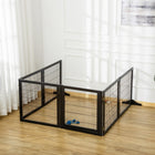 PawHut Wooden Freestanding Pet Gate with 6 Panels and 2 Support Feet - Black-Colour: Black 