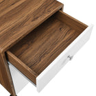 Modway Transmit Wood File Cabinet - Walnut White-Assembly Required