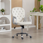 Vinsetto Office Chair with Adjustable Height and Tufted Back - Cream White-Adjust the seat height to suits your needs during prolonged hours of working