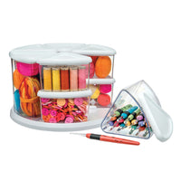 Deflecto Carousel 9 Bin Rotating Organizer - White-See your supplies at a glance with this lazy-Susan style organizer