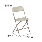 Flash Furniture HERCULES Series Premium Beige Plastic Folding Chair - 10 Pack-Beige Powder Coated Frame Finish