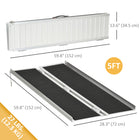HOMCOM 5' Wheelchair Ramp with Non-Skid Layering - Silver-Anti-slip grip surface for great loading safety 