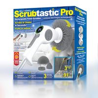 Bell+Howell Scrubtastic Pro Electric Spin Scrubber Multipurpose Rechargeable Shower Scrubber with 3 Rotating Brush Heads-The original cordless spin scrubber - powered scrubber spins 300+ rpm to tackle tough dirt and stains in bathrooms, showers, tile, grout, and other hard to reach spots