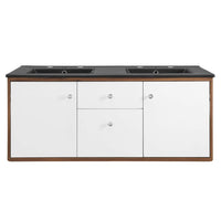 Modway Transmit 48" Wall-Mount Bathroom Vanity - Walnut/Black-Mid-Century Modern Vanity