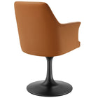 Modway Lippa Swivel Dining Vegan Leather Armchair - Black Tan-Assembly Required