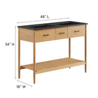 Modway Zaire 48" Double Sink Bathroom Vanity - Natural/Black-Spacious Middle Drawer