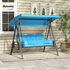 Outsunny 3-Seater Porch Swing Heavy Duty with Tilt Canopy - Light Blue-Arc-shaped canopy and flower-shaped seats provide added overall aesthetic value

