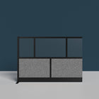 Luxor Modular Wall Extension - 70" W x 48" H - Segmented Black Frame, Frosted Acrylic, Cool Grey PET-Integrates with the Room Divider System for scalable layouts