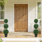 HOMCOM 3.3' Artificial Boxwood Topiary Trees - Green - 2 Pack-The three-ball design adds a touch of classic Mediterranean style to spaces 