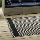 Modway Optica Chevron With End Borders Indoor/Outdoor Area Rug - 5 ft W x 8 ft L - Black/Beige-Gripping Rubber Underside 