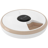 PawHut Automatic 6 Meal Cat Feeder with Timer - Light Brown-Schedules up to six meals a day with six separate food compartments 